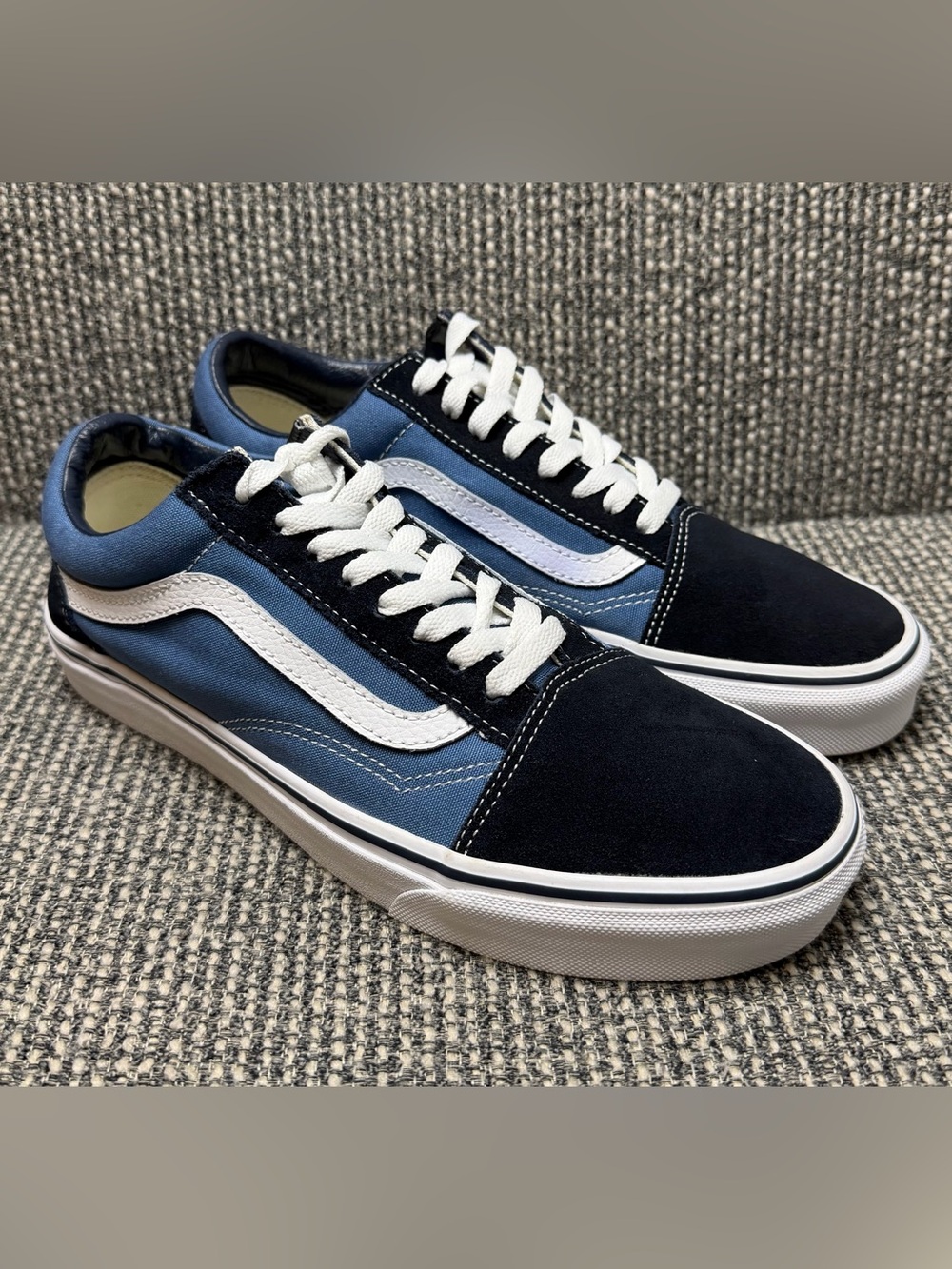 Vans Old Skool Navy Blue White Low Top Skate Shoes Men’s 8.5 Women’s 10 EUC